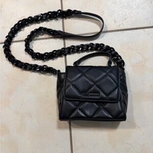 Steve Madden Black Quilted Mini Crossbody Bag